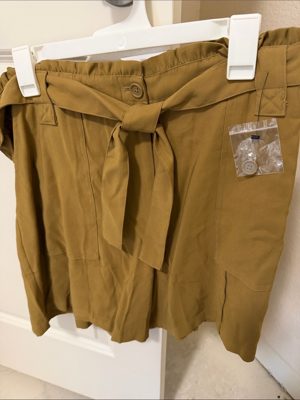 Nine West Olive-Tan Tie-Waist Shorts